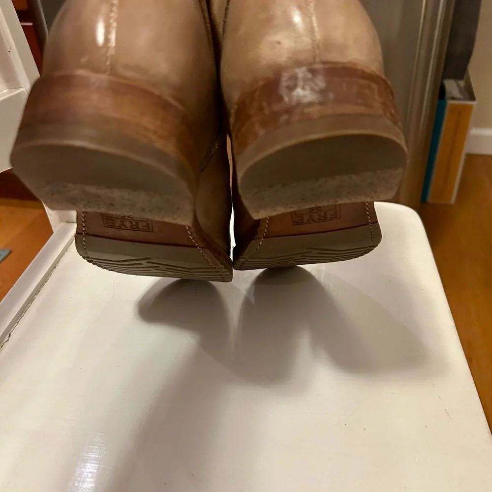 Frye Beige Ankle Booties with Zippers, 11 B - Picture 8 of 8